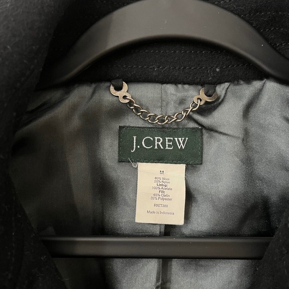 J Crew Womens M Black Wool Double Breasted Pea Coat Jacket Classic Thinsulate - Picture 2 of 4